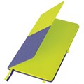 Блокнот А5 (148х218 мм), BRAUBERG "DUO", под кожу с резинкой, 80 л., клетка, зеленый/фиолетовый, 113430 113430