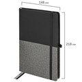 Блокнот А5 (148х218 мм), BRAUBERG "DUO", под кожу с резинкой, 80 л., клетка, черный/серый, 113433 113433