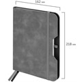 Блокнот А5 (162х218 мм), BRAUBERG "NOTE", под кожу софт-тач, с резинкой, 80 л., клетка, серый, 113440 113440