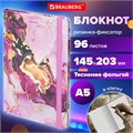 Блокнот с резинкой в клетку 96 л., А5 (145х203 мм), твердая обложка с фольгой, BRAUBERG, "Мрамор", 113731 113731