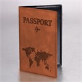 Обложка для паспорта "Passport Map", мягкая экокожа, коричневая, STAFF, 238876 238876