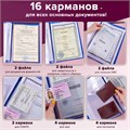 Папка для семейных документов с файлами (паспорта, свидетельства, полисы, СНИЛС) STAFF, 16 отделений, ПВХ, синяя, 237806 237806