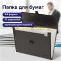 Папка для бумаг и документов с замком и 13 отделениями BRAUBERG "HIT", А4, пластик, черная, 229572 229572