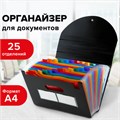 Папка-органайзер для бумаг и документов на резинке, 25 отделений, BRAUBERG DOCS, А4, черная, 271151 271151