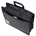 Папка-портфель пластиковая BRAUBERG А4+ (390х320х120 мм), 4 отделения, фактура под дерево, черная, 221391 221391