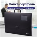Папка-портфель пластиковая БОЛЬШОГО ФОРМАТА BRAUBERG "ПОРТФОЛИО", А3 (445х310х30 мм), черная, РОССИЯ, 226023 226023