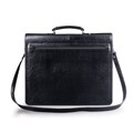 Портфель "Бизнес", 41х34х10 см, искусственная кожа, 3 отделения, замок с ключом, черный, 309 240001