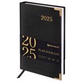 Ежедневник датированный 2025 А5 138x213 мм BRAUBERG "Senator", под кожу, черный, 115817 115817