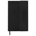 Ежедневник датированный 2025, А5, 138x213 мм, BRAUBERG "Towny", под кожу, клапан, черный, 115764 115764