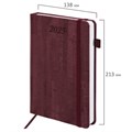 Ежедневник датированный 2025, А5, 138x213 мм, BRAUBERG "Wood", под кожу, держатель для ручки, резинка-фиксатор, бордовый, 115831 115831