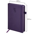 Ежедневник датированный 2025, А5, 138х213 мм, BRAUBERG "Plain", под кожу, резинка, держатель для ручки, фиолетовый, 115919 115919