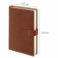 Ежедневник датированный 2025, А5, 143x218 мм, BRAUBERG "Journal", под кожу, застежка, органайзер, коричневый, 115883 115883