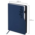 Ежедневник датированный 2025, А5, 150x213 мм, BRAUBERG "Up", под кожу, софт-тач, держатель для ручки, синий, 115842 115842