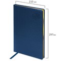 Ежедневник датированный 2025, БОЛЬШОЙ ФОРМАТ, 210х297 мм, А4, BRAUBERG "Comodo", под кожу, синий, 115735 115735