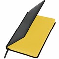 Ежедневник недатированный А5 138x213 мм BRAUBERG "Rainbow", под кожу, 136 л., черный/желтый, 113497 113497