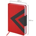 Ежедневник недатированный А5 138x213 мм BRAUBERG "Waves" под кожу, застежка 160 л., красный/черный, 111874 111874