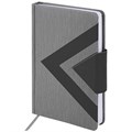 Ежедневник недатированный А5 138x213 мм BRAUBERG "Waves" под кожу, застежка 160 л., черный/серый, 111875 111875