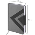 Ежедневник недатированный А5 138x213 мм BRAUBERG "Waves" под кожу, застежка 160 л., черный/серый, 111875 111875