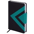 Ежедневник недатированный А5 138x213 мм BRAUBERG "Waves", под кожу, застежка, 160 л., черный/бирюзовый, 114454 114454