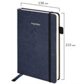 Ежедневник недатированный А5 138x213мм BRAUBERG Velvet, резинка, держатель, 160л, синий, 116243 116243