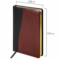 Ежедневник недатированный А5 138х213 мм BRAUBERG "Cayman" под кожу, 160 л., черный/темно-коричневый, 123399 123399