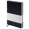 Ежедневник недатированный А5 138х213 мм BRAUBERG "FLAME", под кожу, 160 л., черный, серебряный срез, 113425 113425