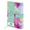 Ежедневник недатированный А5 138х213 мм BRAUBERG "Nebula", под кожу, застежка, 160 л., зелёный микс, 116237 116237