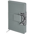 Ежедневник недатированный А5 138х213 мм, BRAUBERG "Safari", под кожу, магнит, 160 л., Snake, серый, 116594 116594