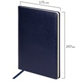 Ежедневник недатированный БОЛЬШОЙ ФОРМАТ (175х247 мм) B5, BRAUBERG "Imperial", под гладкую кожу, 160 л, кремовый блок, темно-синий, 124971 124971