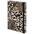 Ежедневник недатированный с резинкой А5 145х203 мм, BRAUBERG, твердый, фольга, 128 л., "Leopard", 116291 116291