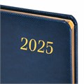 Еженедельник датированный 2025, А5, 145х215 мм, BRAUBERG "Iguana", под кожу, синий, 115960 115960