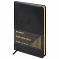 Еженедельник недатированный А5, 145х215 мм, BRAUBERG "Iguana", под кожу, 64 л., черный, 114478 114478