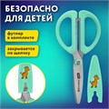 Ножницы 137 мм, резиновые рукоятки, пастельный мятный, чехол на лезвии, BRAUBERG KIDS, 238354 238354