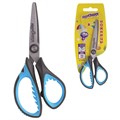 Ножницы ЮНЛАНДИЯ "BASIC", 155 мм, ребристые резиновые вставки, черно-голубые, европодвес, 236991 236991