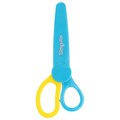 Ножницы ЮНЛАНДИЯ, 135 мм, с футляром для лезвий, желто-голубые, блистер, 237110 237110