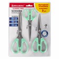 Ножницы BRAUBERG "CLASSIC PRO" 3 шт. (155, 185, 210 мм), мятные ручки, ВЫГОДНАЯ УПАКОВКА, 272979 272979