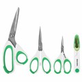 Ножницы BRAUBERG "MAXI" КОМПЛЕКТ 4 шт.: 115, 145, 205 мм + сниппер (для ниток), бело-зеленые ручки, 272982 272982