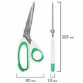 Ножницы BRAUBERG "MAXI" КОМПЛЕКТ 4 шт.: 115, 145, 205 мм + сниппер (для ниток), бело-зеленые ручки, 272982 272982