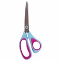 Ножницы BRAUBERG "Universal", 216 мм бирюзово-фиолетовые, ассиметричные, ребристые резиновые вставки, 236453 236453