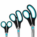Ножницы BRAUBERG SOFT GRIP, НАБОР 3 штуки (140, 190, 230 мм), эргономичные черно-бирюзовые ручки, ВЫГОДНАЯ УПАКОВКА, 238411 238411