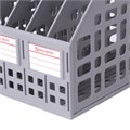 Лоток вертикальный для бумаг BRAUBERG "MAXI Plus", 240 мм, 6 отделений, сетчатый, сборный, серый, 237016 237016