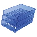 Лотки горизонтальные для бумаг, КОМПЛЕКТ 3 шт., 340х270х70 мм, тонированный синий, BRAUBERG "Office", 237259 237259