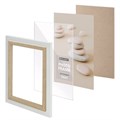 Рамка 15х21 см небьющаяся, багет 35 мм, МДФ, BRAUBERG "Esquire", белая/капучино, 391255 391255