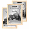 Рамка 21х30 см небьющаяся, КОМПЛЕКТ 3 шт., багет 20 мм дерево, BRAUBERG "Business", цвет натуральное дерево, 391354 391354