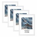 Рамка 21х30 см небьющаяся, КОМПЛЕКТ 4 шт., багет 16 мм, МДФ, BRAUBERG "Basic", белая, 391258 391258