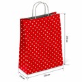 Крафт-пакет бумажный "Горох на красном" 22х12х25 см, с кручеными ручками, 100 г/м2, белый, 112979 700996