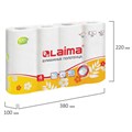 Полотенца бумажные бытовые, спайка 4 шт., 2-х слойные, (4х18 м), LAIMA, 22х23 см, белые, 128725 128725