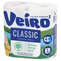 Бумага туалетная бытовая, спайка 4 шт., 2-х слойная (4х17,5 м), VEIRO Classic (Вейро), белая, 5с24 123208