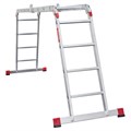 Лестница-трансформер алюминиевая 4х4 ступени, высота 4,5 м (4 секции по 1,2 м) до 150 кг, вес 16,5 кг, НОВАЯ ВЫСОТА, 3320404 601909