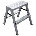 Стремянка стальная двухсторонняя 2х2 ступени, высота площадки 0,44м, алюминиевая площадка 35х16см, до 150кг, вес 2,8кг НОВАЯ ВЫСОТА, 1160202 609086